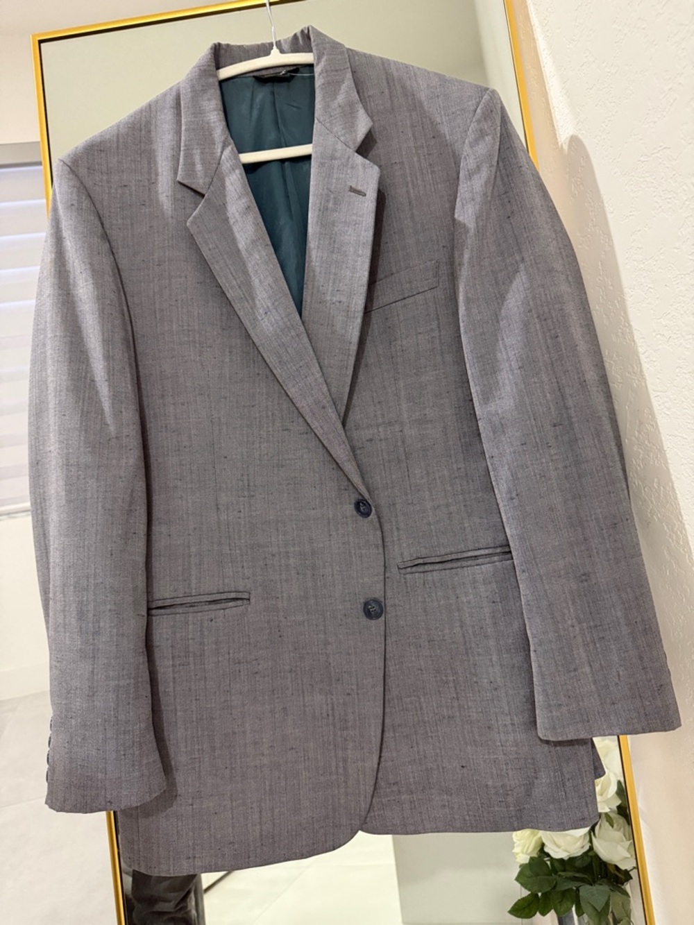Vintage Oscar de la Renta Light Gray Two-Button Men’s Suit Blazer Coat 48R
